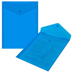 Папка-конверт с кнопкой прозрачная А4 BRAUBERG UNIVERSAL, вертикальная, синяя, 0,15 мм, 273076 - фото 5