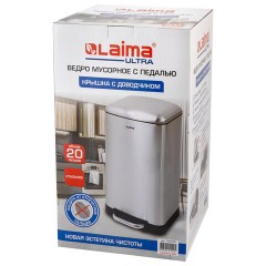 Ведро мусорное с педалью 20 л, крышка с доводчиком, стальное, БЕЗ ОТПЕЧАТКОВ, LAIMA ULTRA, 701570 - фото 8