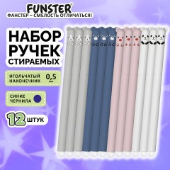 Ручки гелевые стираемые FUNSTER (ФАНСТЕР) "CUTE ANIMALS", СИНИЕ, НАБОР 12 ШТ., корпус soft-touch, узел 0,5 мм, линия письма 0,35 мм, 144435 - фото 15