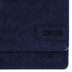 Планинг датированный 2026 305х140 мм BRAUBERG "Imperial", под кожу, синий, 117228 Планинг датированный 2026 305х140 мм BRAUBERG "Imperial", под кожу, синий, 117228 - фото 4
