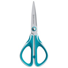 Ножницы BRAUBERG "EXTRA", 190 мм, прорезиненные симметричные ручки, бирюзово-белые, 274307 - фото 2
