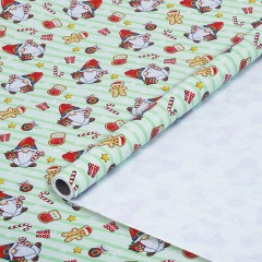 Бумага упаковочная мелованная BIG SIZE новогодняя "Гномики", 0,7х10 м, ЗОЛОТАЯ СКАЗКА, 592195