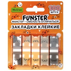 Закладки клейкие Z-сложения FUNSTER (ФАНСТЕР) "Коты", 45х12 мм, 100 шт. (5 цветов х 20 листов), в диспенсере, 116690