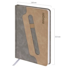 Ежедневник датированный 2026, А5, 138x213 мм, BRAUBERG "Assistant", под кожу, держатель, серый, 117378 - фото 2