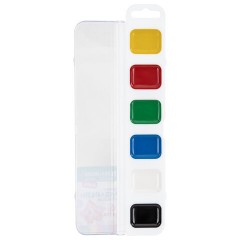 Краски акварельные BRAUBERG KIDS NEW, медовые, 6 цветов, квадратные кюветы, пластиковый пенал с европодвесом, 192794 - фото 2