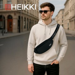 Сумка на пояс HEIKKI RIO (ХЕЙКИ), два отделения, регулируемый ремень, черная с белым, 38х12х8 см, 272617 - фото 13