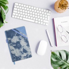 Блокнот А5 135x210 мм BRAUBERG "Denim", ткань/экокожа, резинка, держатель, 80 л., клетка, голубой, 117138 - фото 7