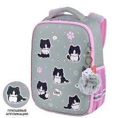 Ранец BRAUBERG LIGHT, 1 отделение, с брелоком, "Cat patches", плюшевые нашивки, 36х26х13 см, 272030 - фото 20