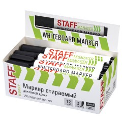 Маркер стираемый для белой доски, ЧЕРНЫЙ, STAFF "MANAGER" WBM-300, 3 мм, с клипом, 152636 - фото 8