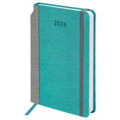 Ежедневник датированный 2026 А5 138x213 мм, BRAUBERG "Mosaic", под кожу, держатель для ручки, бирюза, 117110 - фото 2