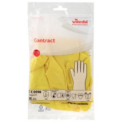 Перчатки VILEDA PROFESSIONAL "Контракт" латексные, МНОГОРАЗОВЫЕ, х/б напыление, размер S (малый), желтый, 174321 - фото 12