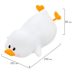 Ночник силиконовый LED "Утка" 101x150x85 мм, белый свет/RGB, таймер, изменение уровней яркости, USB, аккум.1200 мАч DASWERK (ДАСВЕРК) 238936 - фото 8