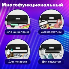 Пенал-органайзер BRAUBERG с ручкой, 2 отделения, полиэстер, 23x10 см, черный, 273592 - фото 12
