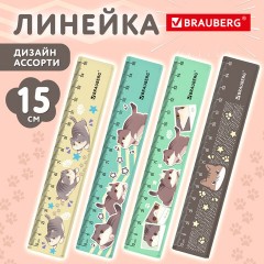 Линейка пластиковая 15 см, кросс-серия "МИЛЫЕ КОТЫ", BRAUBERG, тонированная, ассорти, 210865 - фото 8
