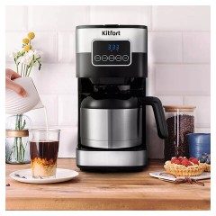 Кофеварка капельная KITFORT КТ-752, 900 Вт, объем 1,25 л, дисплей, черный/стальной - фото 2