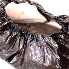 Бахилы, КОМПЛЕКТ 100 шт. (50 пар), ЭКСТРА, 39х14 см, двойная резинка, 30 мкм, 3,6 г, черные, ELEGREEN, ПНД-15/2р-Ч - фото 2