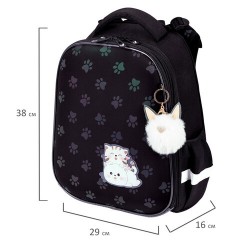 Ранец BRAUBERG LUMINOUS, 2 отделения, с брелоком, "Paws", СВЕТЯЩИЙСЯ РИСУНОК, 38х29х16 см, 271366 - фото 13