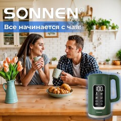 Чайник с терморегулятором и дисплеем, ДВОЙНЫЕ СТЕНКИ, SONNEN KT-8723EG, 1,7 л, 2200 Вт, изумрудный, 454689 - фото 14
