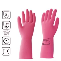 Перчатки латексные КЩС, сверхпрочные, плотные, хлопковое напыление, размер 8,5-9, L (большой), красные, HQ Profiline, 73585 - фото 2