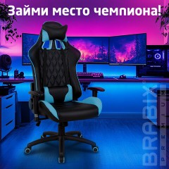 Кресло компьютерное BRABIX "GT Master GM-110", две подушки, экокожа, черное/голубое, 531928 - фото 23