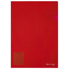 Папка-уголок жесткая, непрозрачная (тонированная), А4, BRAUBERG "UNIVERSAL", красная, 0,18 мм, 273058 - фото 2