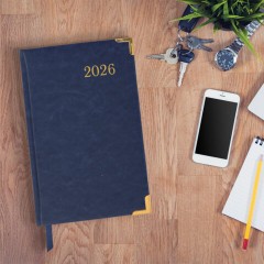 Ежедневник датированный 2026, А5, 138x213 мм, BRAUBERG "Senator", под кожу, синий, 117091 - фото 5