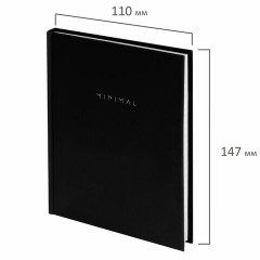 Блокнот МАЛЫЙ ФОРМАТ 110х147 мм, А6, 80 л., твердый, клетка, BRAUBERG "Minimal", черный, 116444 - фото 2