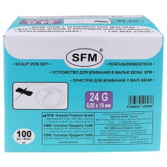 Иглы-бабочки для вливания в малые вены SFM 0,55 х 19 - 24G, КОМПЛЕКТ 100 штук, LUER - фото 9