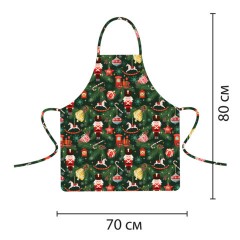 Фартук новогодний (1 шт.), 70х80 см, с изображением ЕЛОЧНЫХ ИГРУШЕК, полиэстер, хлопок, ЗОЛОТАЯ СКАЗКА, 592795 - фото 2