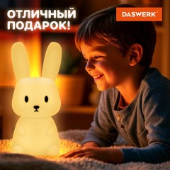 Ночник силиконовый LED "Ушастый Заяц" 94x92x202 мм, белый свет/RGB, таймер, USB, аккумулятор 1200 мАч, DASWERK (ДАСВЕРК), 238939 - фото 18