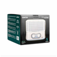 Сушилка для овощей CENTEK CT-1659, объём 5 л, 270 Вт, 5 поддонов, механическое управление, белая, CT-1659 White - фото 5