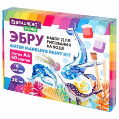 ЭБРУ набор для рисования на воде 9 цветов по 20 мл (60 картин), лоток А4, BRAUBERG HOBBY, 665355 ЭБРУ набор для рисования на воде 9 цветов по 20 мл (60 картин), лоток А4, BRAUBERG HOBBY, 665355 - фото 2