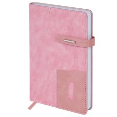 Ежедневник недатированный А5 138х213 мм BRAUBERG "Cowboy", под кожу, застежка 160 л., розовый, 116199