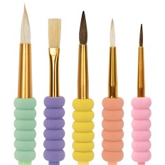 Кисти c EVA-вставкой НАБОР 5 шт. (ПОНИ круглые №1, 4; КОЗА круглые №3, 6; ЩЕТИНА плоская №4), BRAUBERG KIDS, 201091 - фото 6