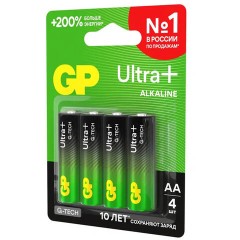 Батарейки КОМПЛЕКТ 4 шт., GP Ultra Plus G-Tech, AA (LR6), алкалиновые, пальчиковые, 15AUPA21-2CRSB4 - фото 9