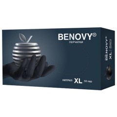 Перчатки нитриловые смотровые 50 пар (100 шт.), размер XL (очень большой), черные, BENOVY MultiColor, ЧЗ, К Перчатки нитриловые смотровые 50 пар (100 шт.), размер XL (очень большой), черные, BENOVY MultiColor, ЧЗ, К - фото 2