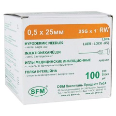 Иглы инъекционные одноразовые SFM 0,50 х 25 - 25G, КОМПЛЕКТ 100 шт. - фото 2