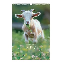 Календарь на гребне с ригелем 2027 г., 12 листов, 30x45 см, BRAUBERG, "Символ года", 118384