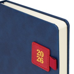 Ежедневник датированный 2026 А5 138х213 мм, BRAUBERG "Accent", под кожу, держатель, синий/красный, 117386 - фото 3