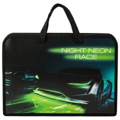 Папка на молнии с ручками ЮНЛАНДИЯ А4, 1 отделение, пластик, ширина 45 мм, "Neon race", 270950 Папка на молнии с ручками ЮНЛАНДИЯ А4, 1 отделение, пластик, ширина 45 мм, "Neon race", 270950 - фото 3