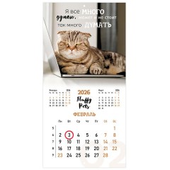 Календарь настенный перекидной 2026 г., BRAUBERG, 12 листов, 28,5х28,5 см, "Милые котики", 116929 - фото 4