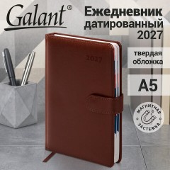 Ежедневник датированный 2027, А5, 148х218 мм, GALANT "Ritter", под кожу, коричневый, 118076 - фото 15
