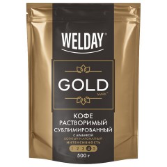 Кофе растворимый WELDAY (ВЭЛДЭЙ) "GOLD" 500 г, БРАЗИЛИЯ, арабика, сублимированный, 622673 - фото 2