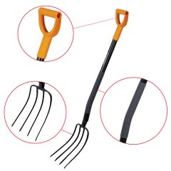 Вилы садовые стальные 22х30 см, ОБЩАЯ ДЛИНА 120 см, черенок сталь, V-ручка, RABBITEX (РАББИТЕКС) "STRONG METAL", 700490 - фото 4