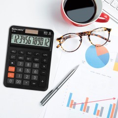 Калькулятор настольный BRAUBERG DC-118-BK (175х126 мм), 12 разрядов, двойное питание, черный, 272962 - фото 7