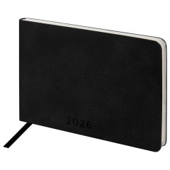 Еженедельник датированный 2026 МАЛЫЙ ФОРМАТ 105х160 мм, А6, BRAUBERG "Unique", черный, 117208