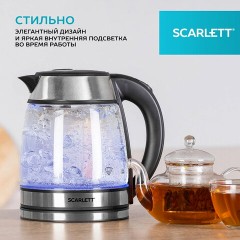 Чайник SCARLETT SC-EK27G54, 1,7 л, 1800 Вт, закрытый нагревательный элемент, стекло, стальной - фото 11