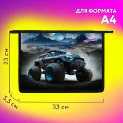 Папка для тетрадей ЮНЛАНДИЯ А4, 1 отделение, пластик, на молнии, "Space driver", 273352 - фото 9