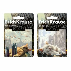 Блок самоклеящийся ERICH KRAUSE "Big City Cats", 75х75 мм, 50 листов, ассорти, 63183