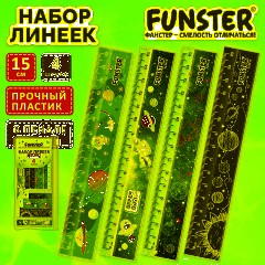 Линейки пластиковые 15 см FUNSTER (ФАНСТЕР), "КОСМОС", НАБОР 4 штуки, пенал, 210916 - фото 10